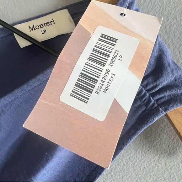 Monteri NWT Short Story Blue Knit Sleeveless Dress Drawstring Waist V-Neck Large - Picture 4 of 9
